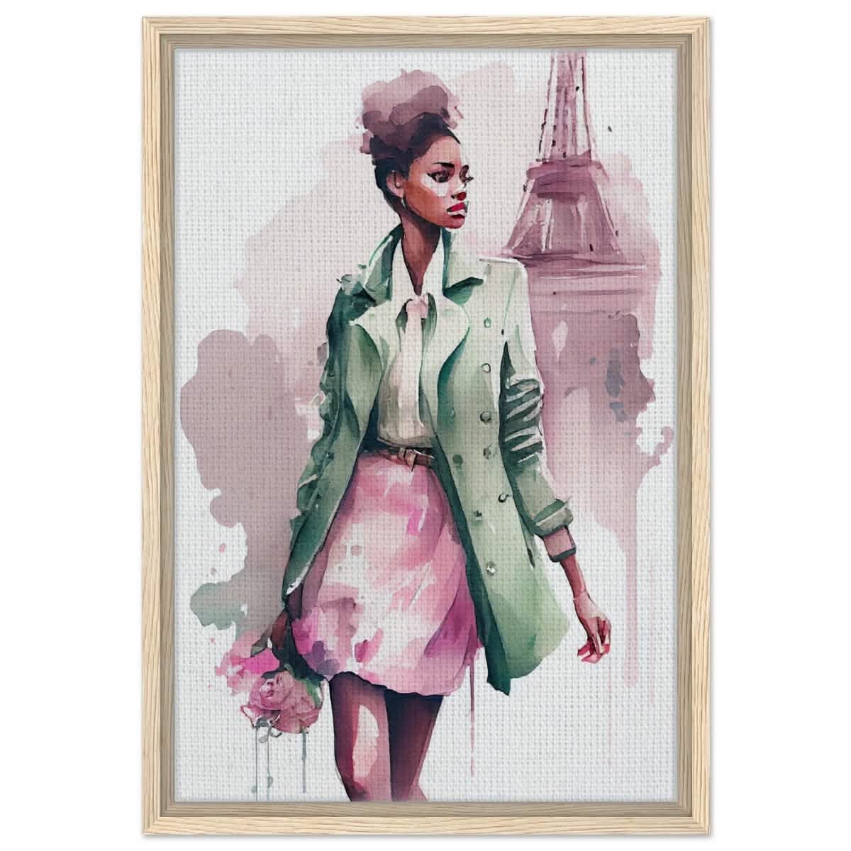 Parisian Dreams | Modern Figurative Art - Framed Canvas - 40x60 cm / 16x24″ - Wood frame