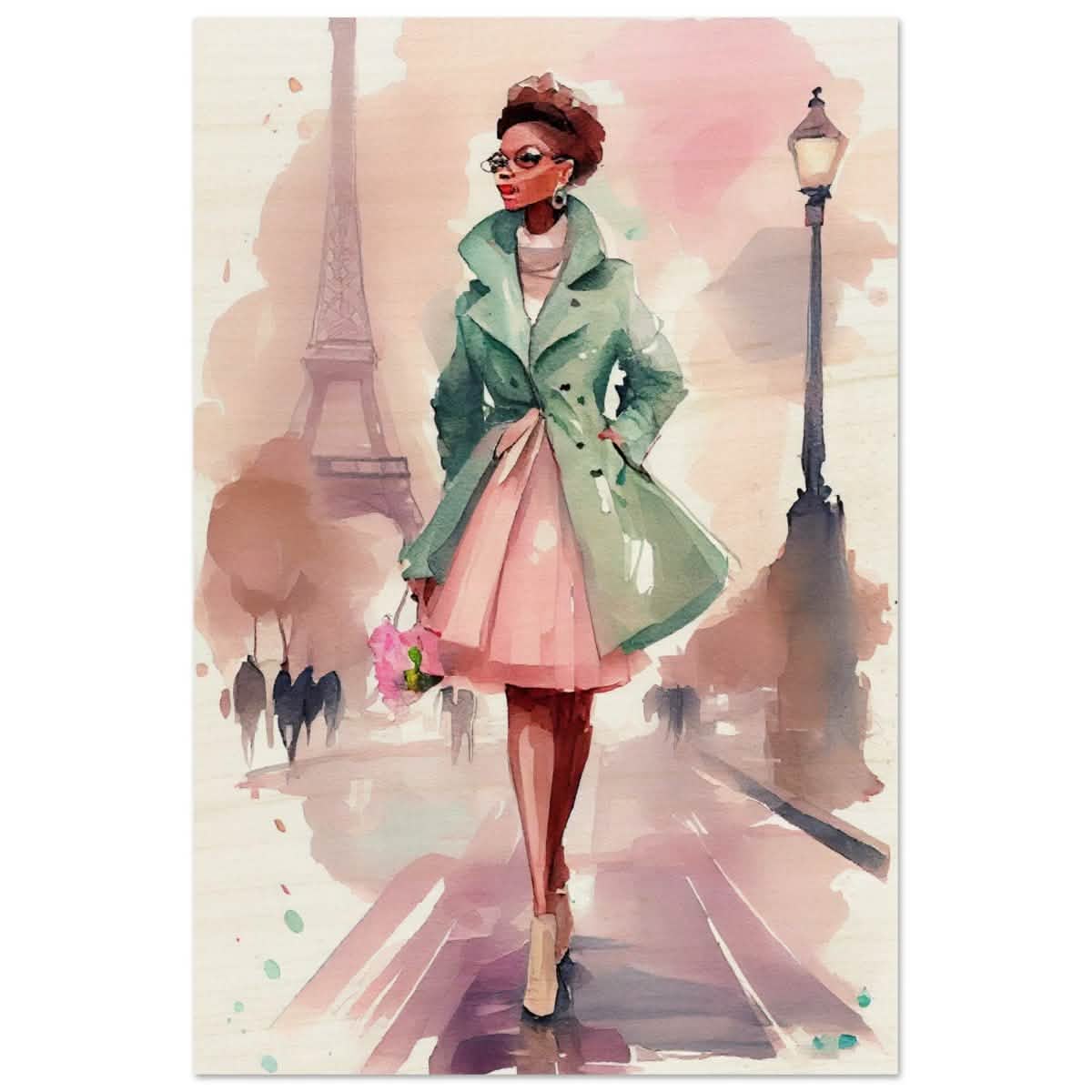 Parisian Grace | Modern Figurative Art - Wood Prints - 60x90 cm / 24x36″ -