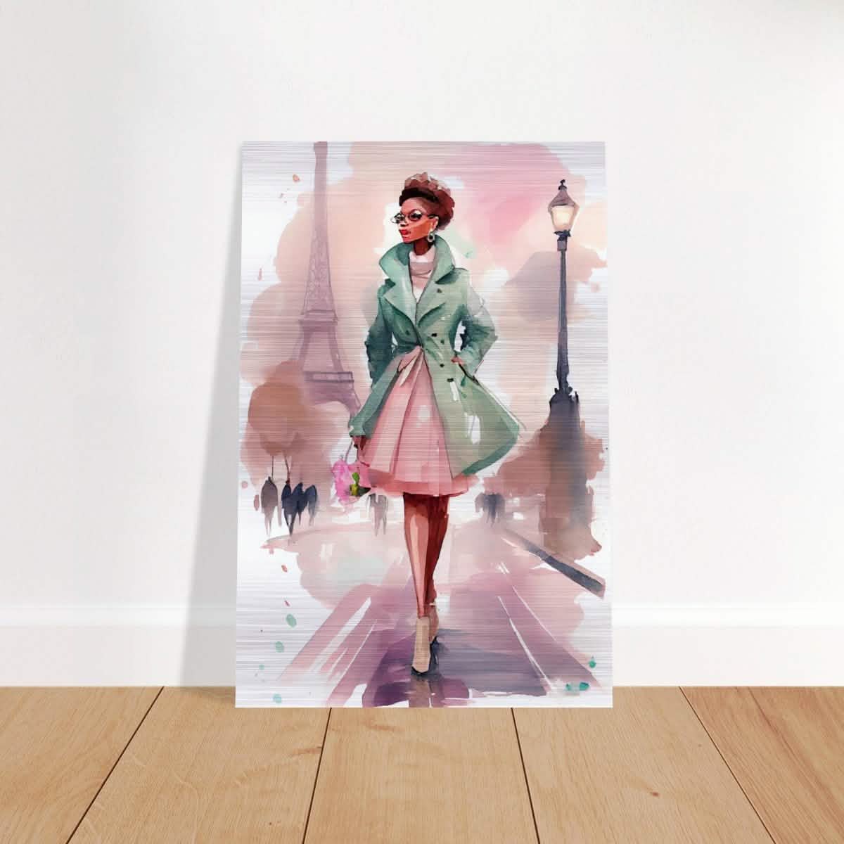 Parisian Grace | Modern Figurative Art - Brushed Aluminum Print - 60x90 cm / 24x36″ -