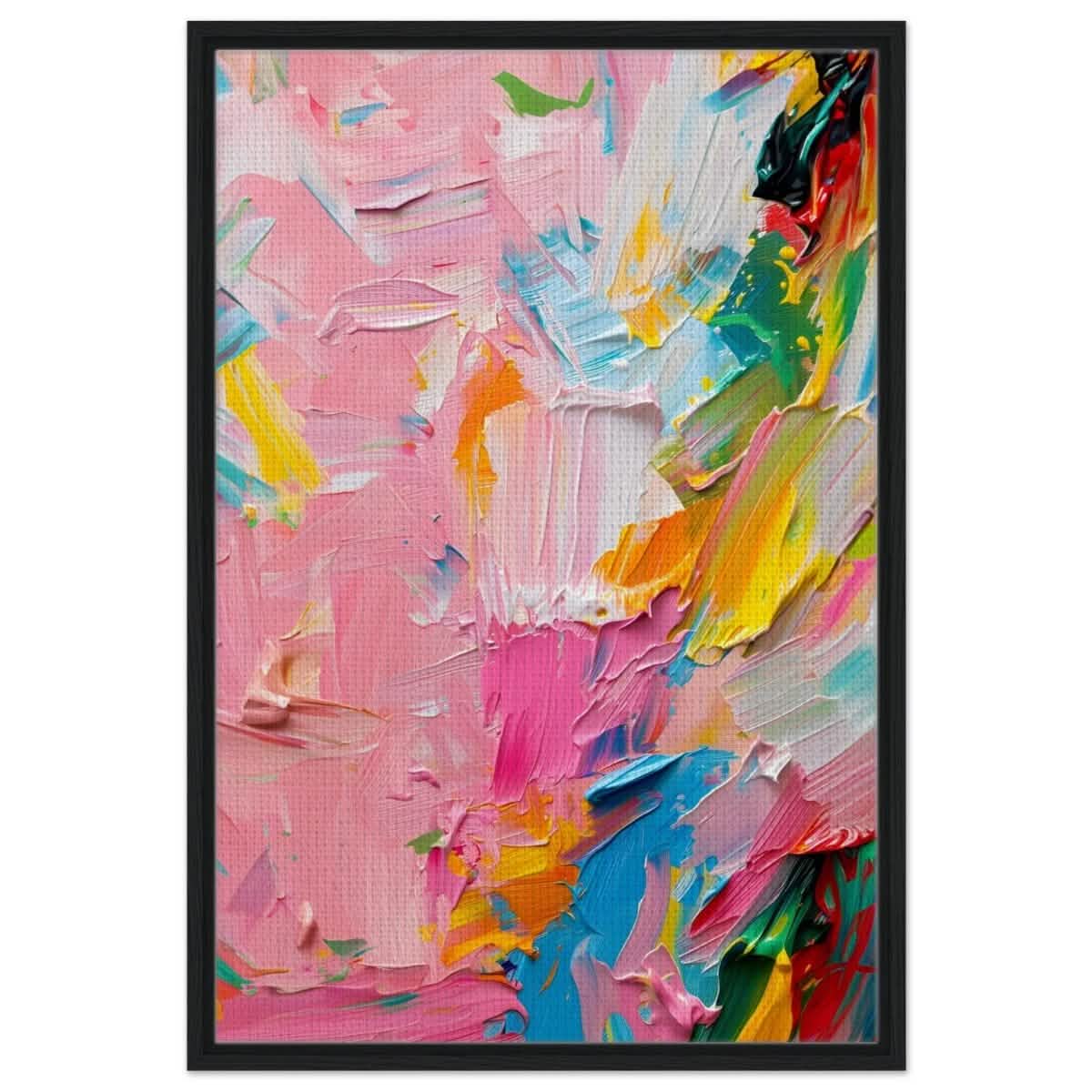 Pastel Explosion | Modern Abstract Art | wall art print - Framed Canvas - 60x90 cm / 24x36″ - Black frame
