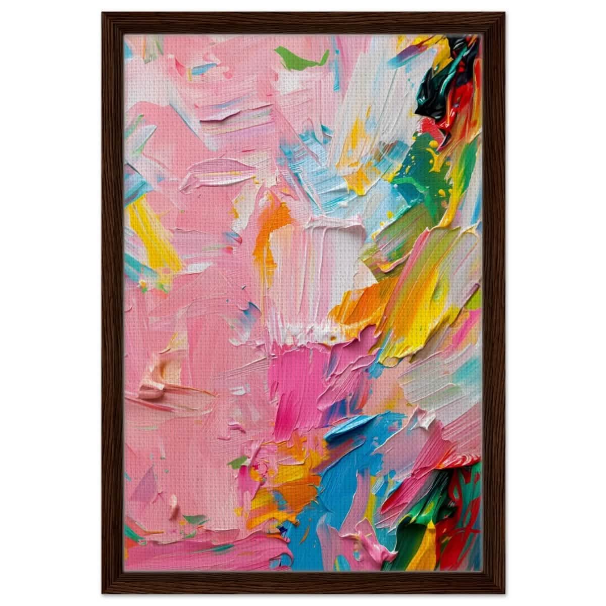 Pastel Explosion | Modern Abstract Art | wall art print - Framed Canvas - 40x60 cm / 16x24″ - Dark wood frame