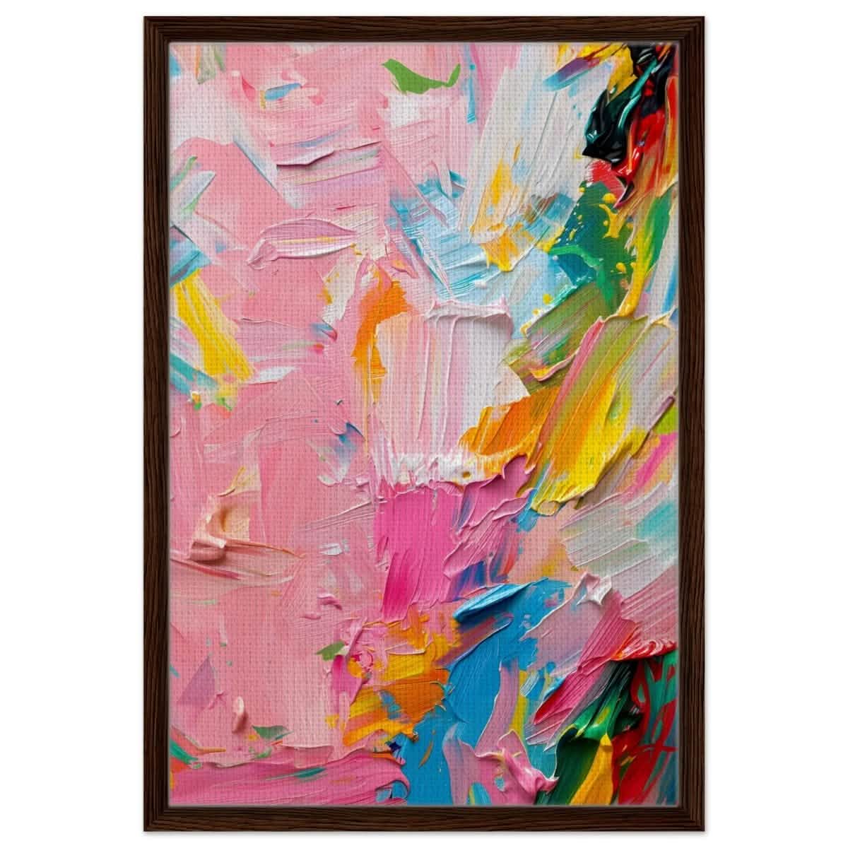 Pastel Explosion | Modern Abstract Art | wall art print - Framed Canvas - 50x75 cm / 20x30″ - Dark wood frame