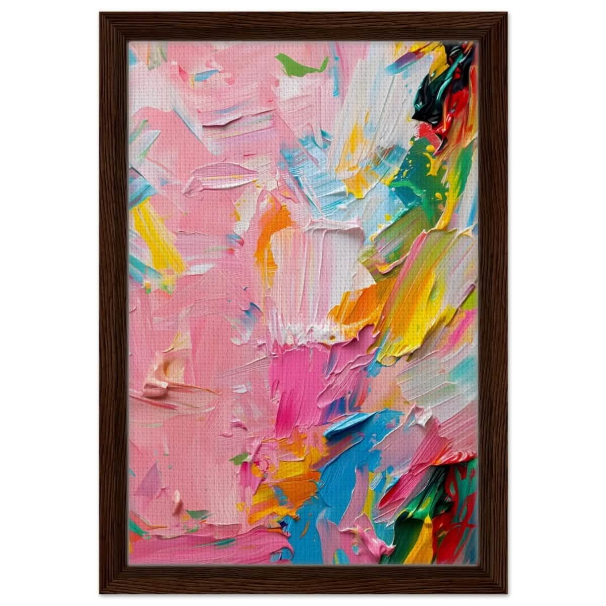 Pastel Explosion | Modern Abstract Art | wall art print - Framed Canvas - 30x45 cm / 12x18″ - Dark wood frame