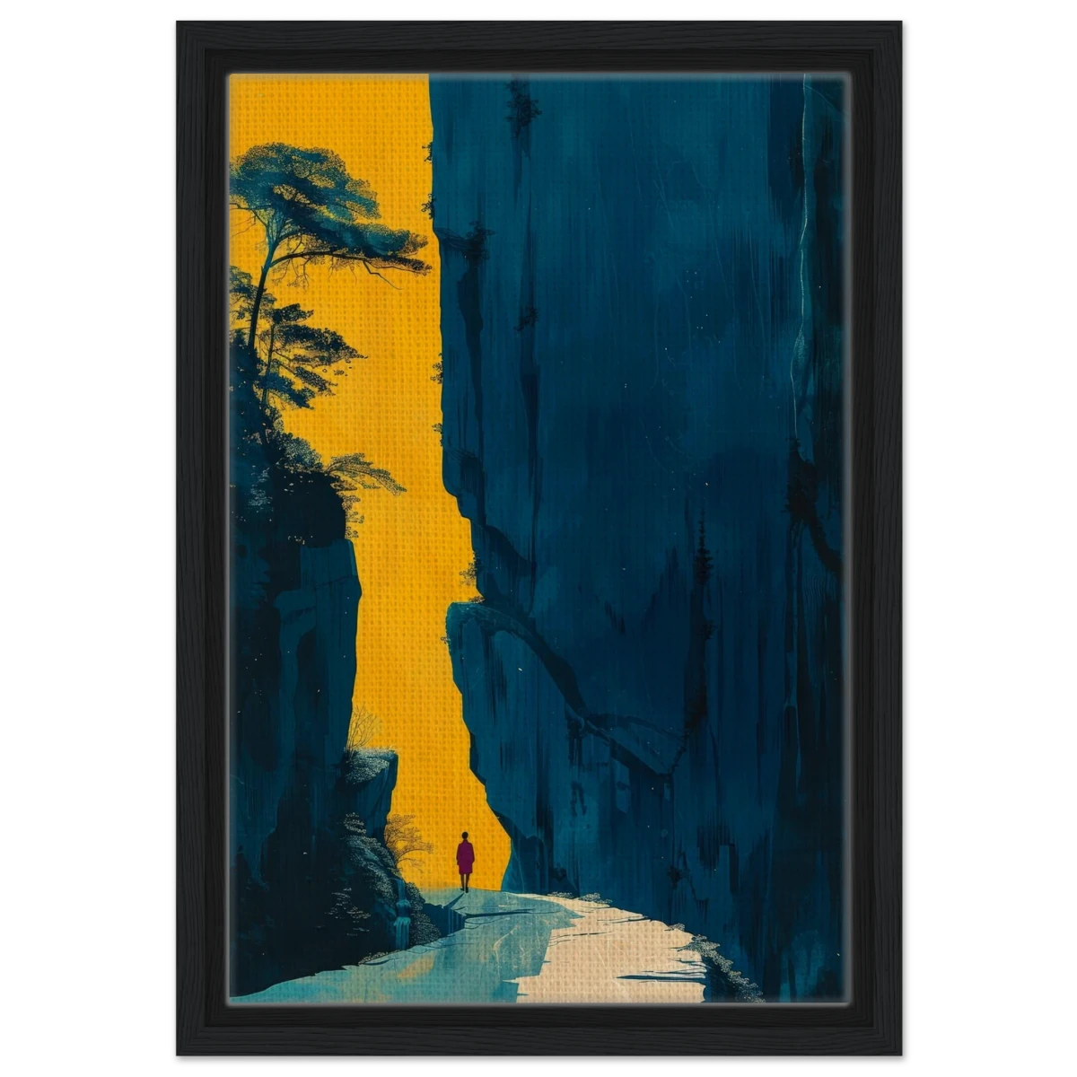 Path of Solitude – Modern Scenic Wall Art - Framed Canvas - 30x45 cm / 12x18″ - Black frame