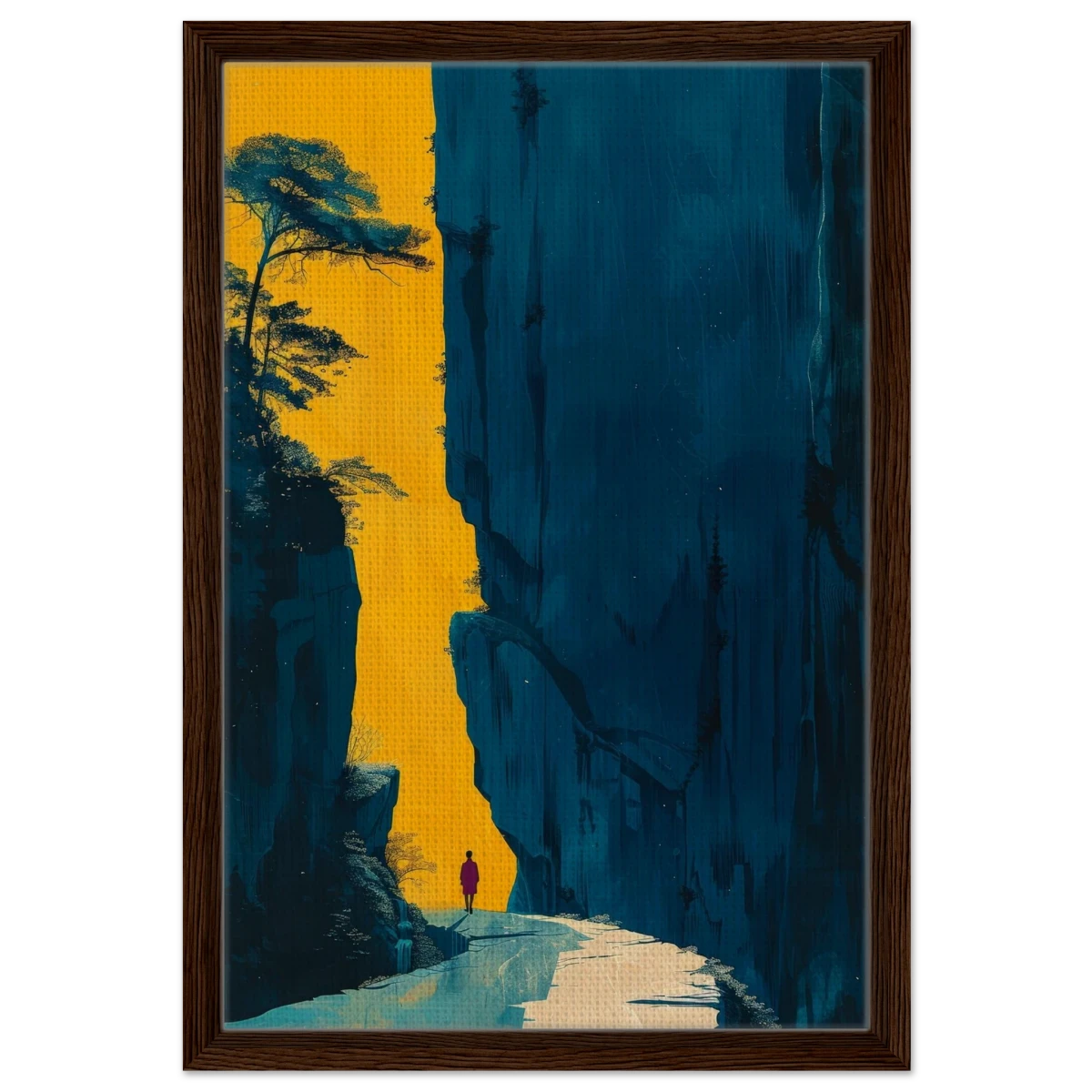 Path of Solitude – Modern Scenic Wall Art - Framed Canvas - 40x60 cm / 16x24″ - Dark wood frame