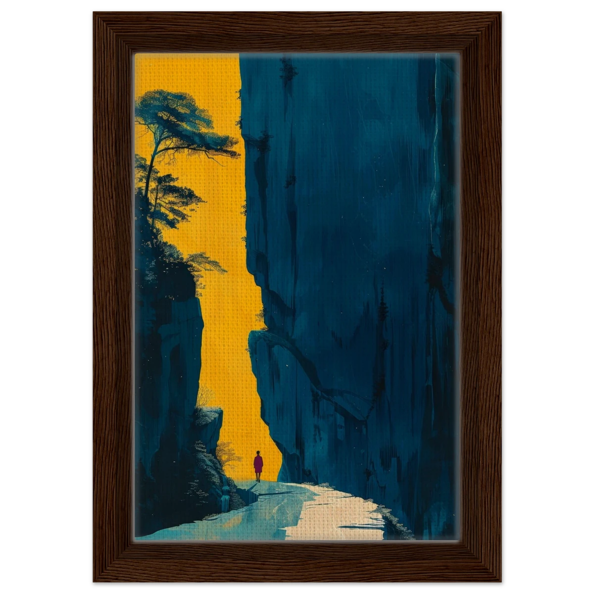 Path of Solitude – Modern Scenic Wall Art - Framed Canvas - 20x30 cm / 8x12″ - Dark wood frame