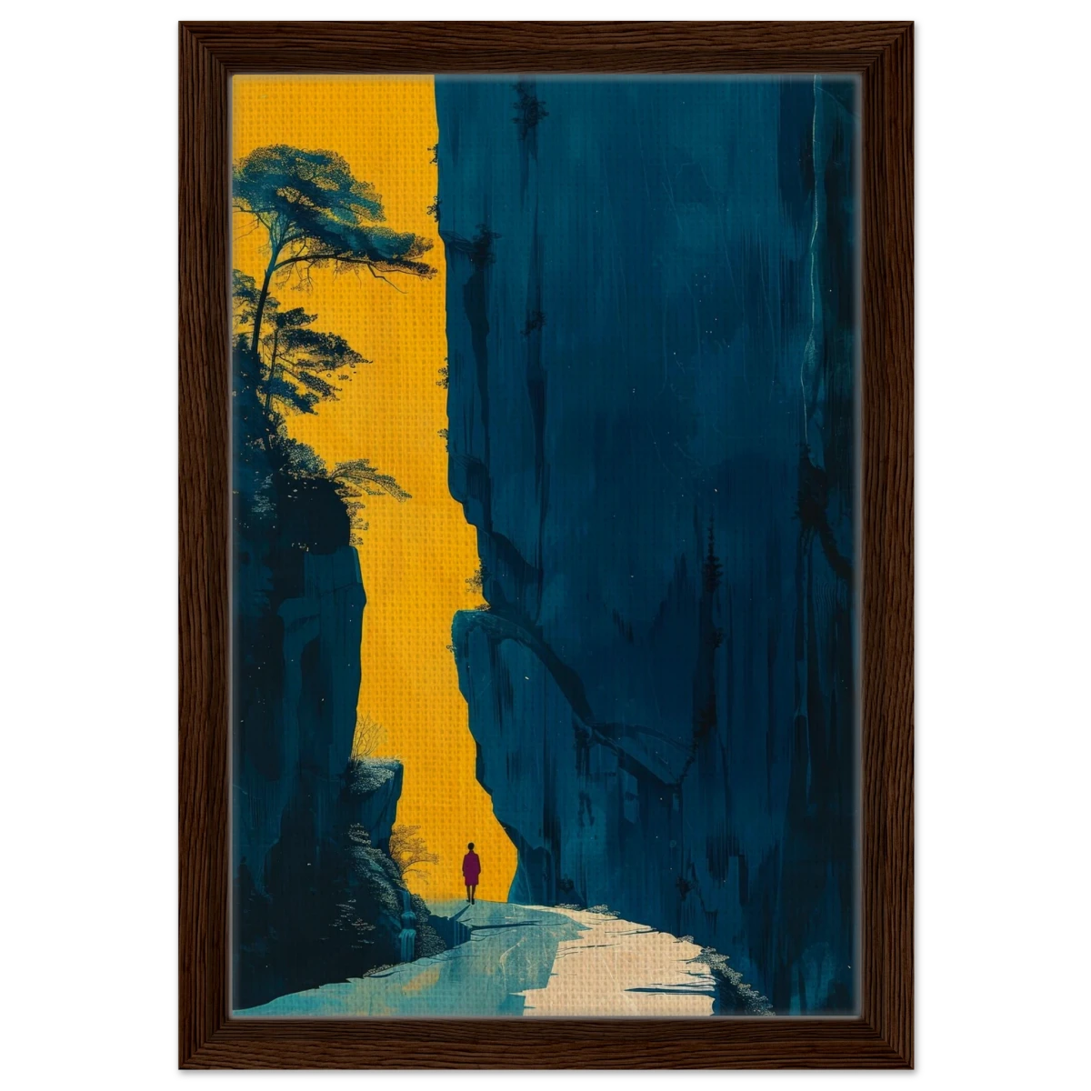 Path of Solitude – Modern Scenic Wall Art - Framed Canvas - 30x45 cm / 12x18″ - Dark wood frame