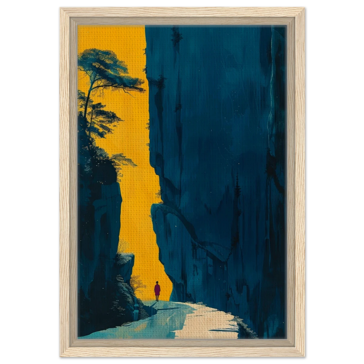 Path of Solitude – Modern Scenic Wall Art - Framed Canvas - 30x45 cm / 12x18″ - Wood frame