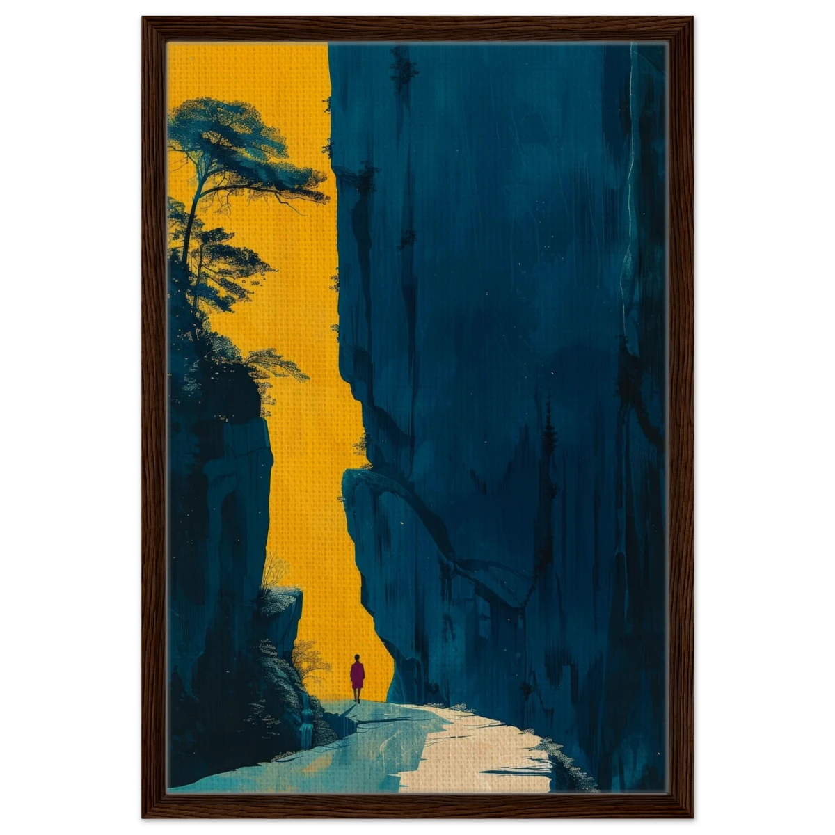 Path of Solitude – Modern Scenic Wall Art - Framed Canvas - 50x75 cm / 20x30″ - Dark wood frame