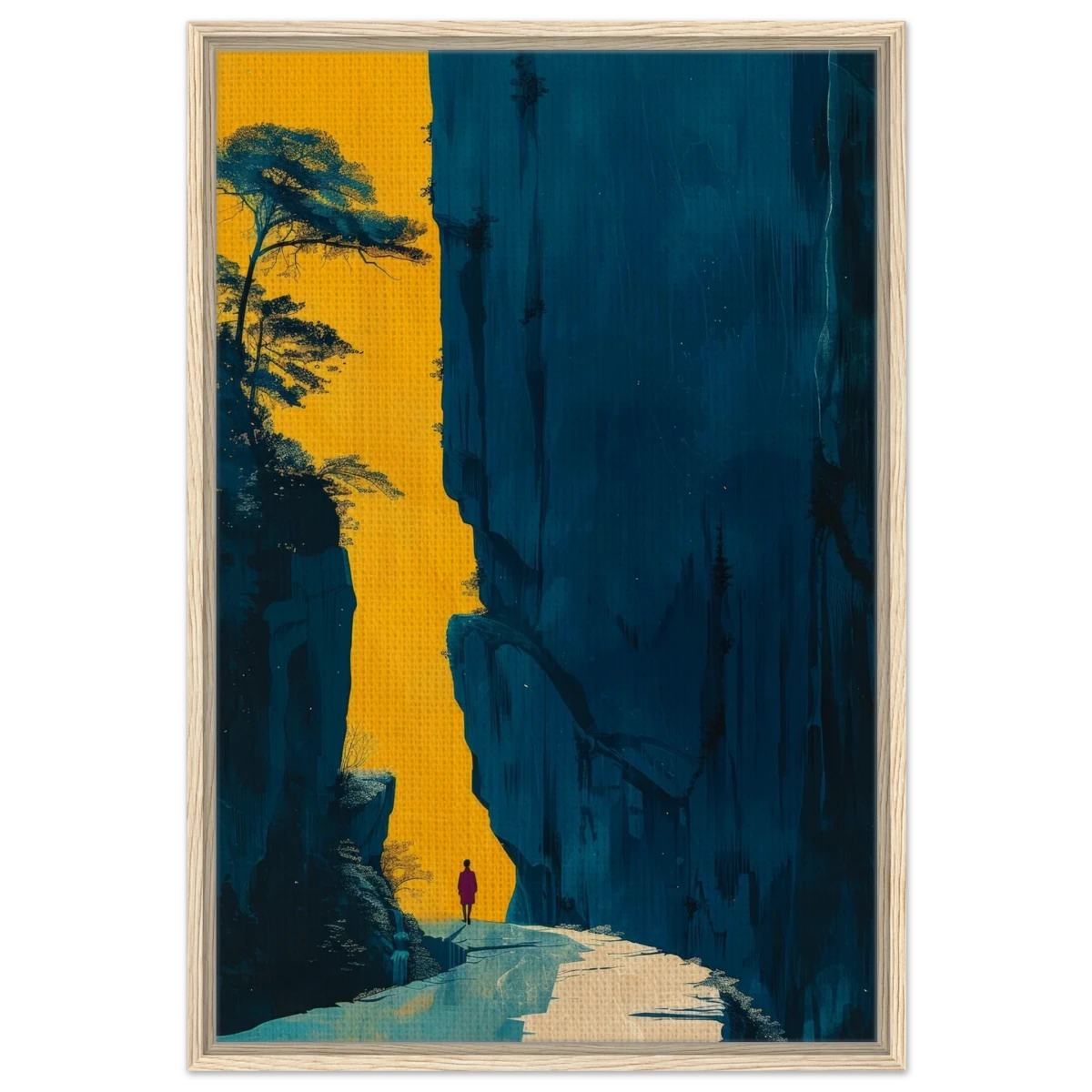 Path of Solitude – Modern Scenic Wall Art - Framed Canvas - 60x90 cm / 24x36″ - Wood frame