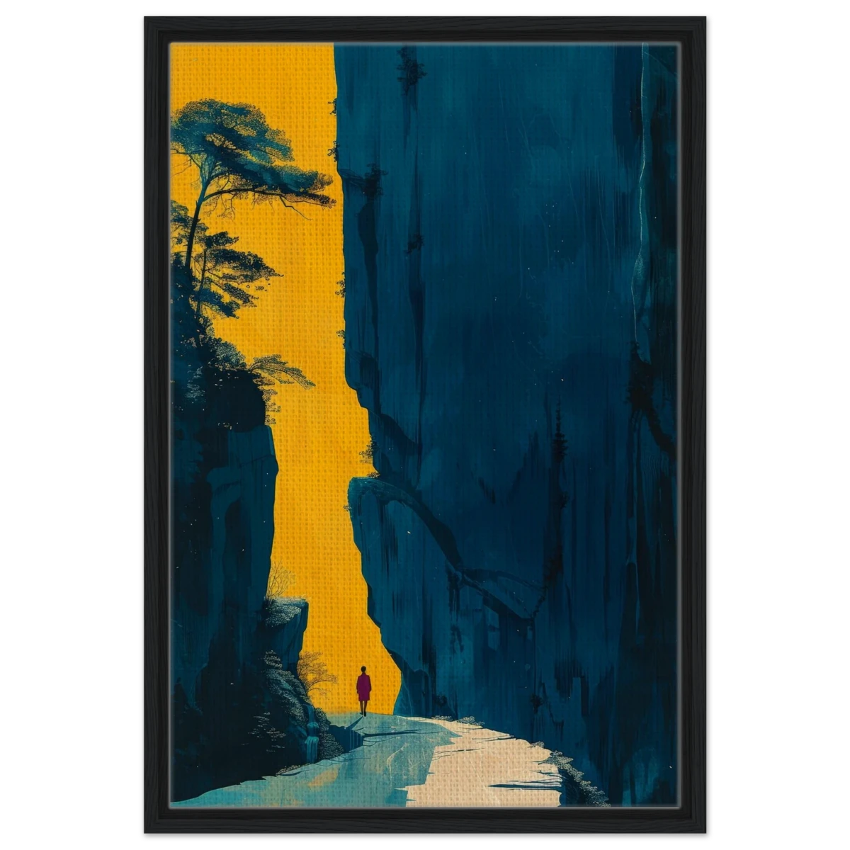 Path of Solitude – Modern Scenic Wall Art - Framed Canvas - 50x75 cm / 20x30″ - Black frame