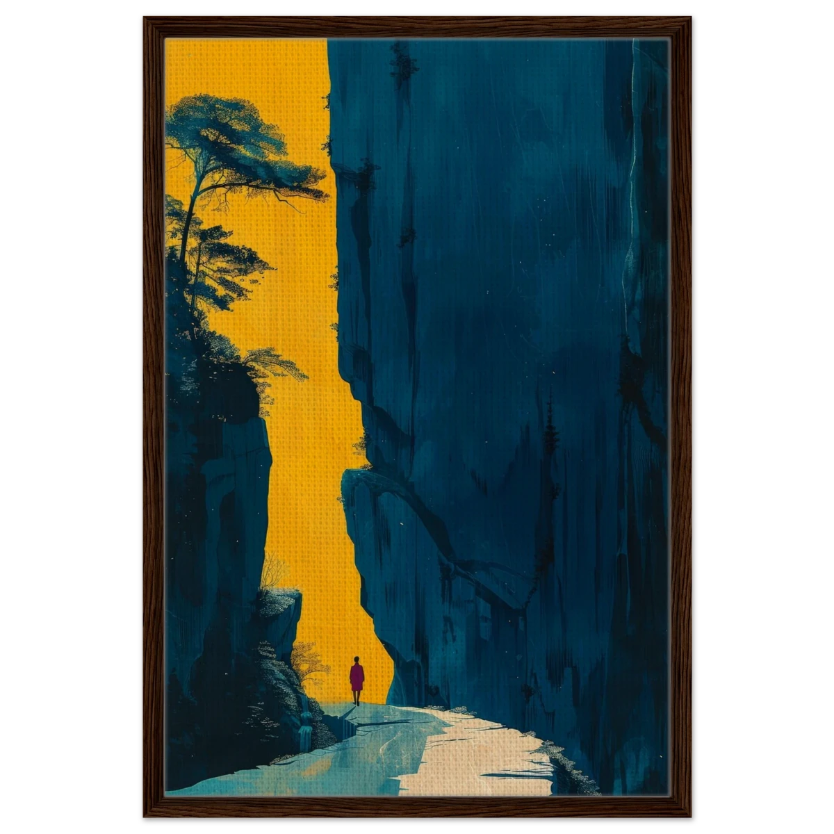 Path of Solitude – Modern Scenic Wall Art - Framed Canvas - 60x90 cm / 24x36″ - Dark wood frame