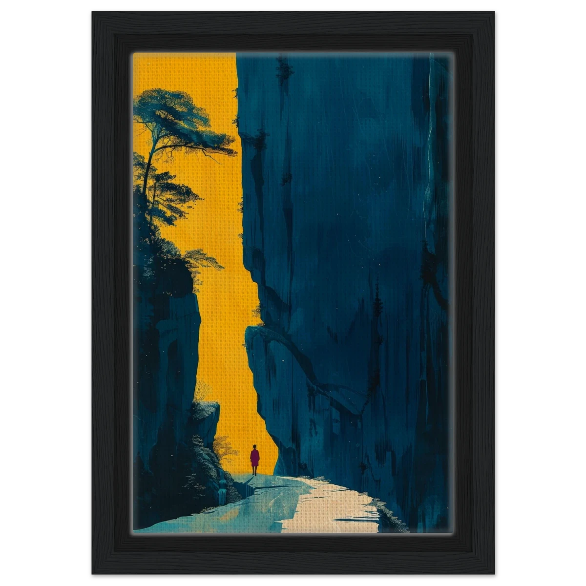 Path of Solitude – Modern Scenic Wall Art - Framed Canvas - 20x30 cm / 8x12″ - Black frame