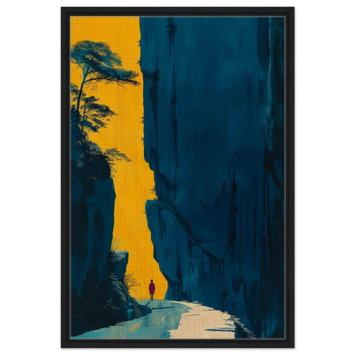 Path of Solitude – Modern Scenic Wall Art - Framed Canvas - 60x90 cm / 24x36″ - Black frame