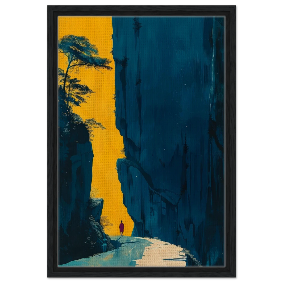 Path of Solitude – Modern Scenic Wall Art - Framed Canvas - 40x60 cm / 16x24″ - Black frame