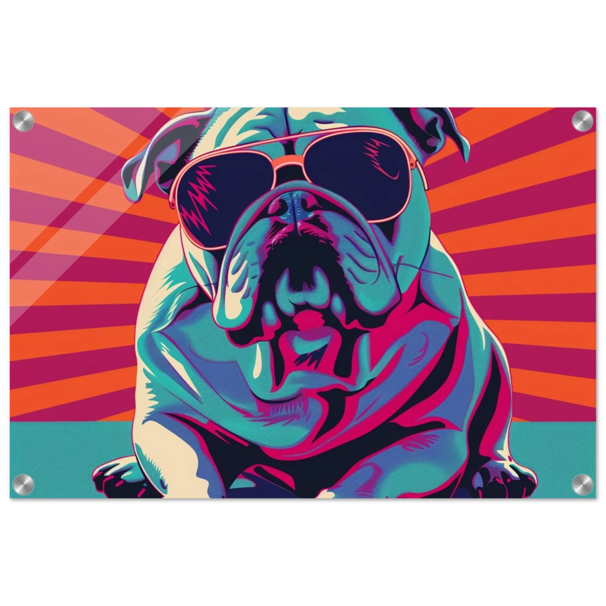 Paws & Pop – Retro Bulldog Swagger Vibes | Wall Art Print - Acrylic Print - 40x60 cm / 16x24″ -