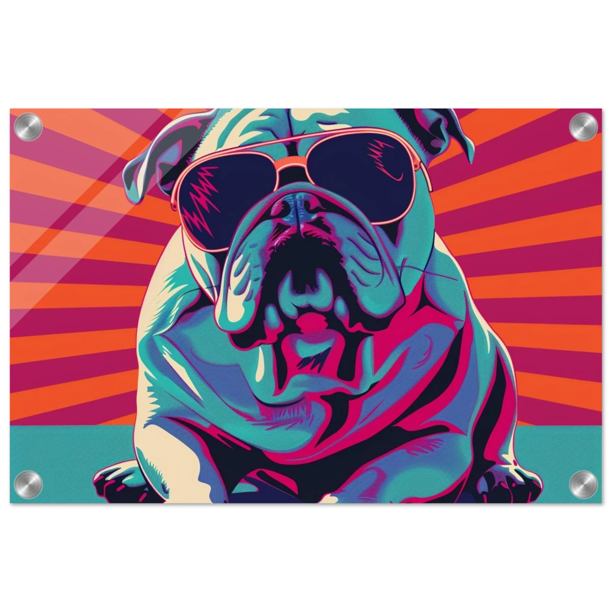 Paws & Pop – Retro Bulldog Swagger Vibes | Wall Art Print - Acrylic Print - 30x45 cm / 12x18″ -