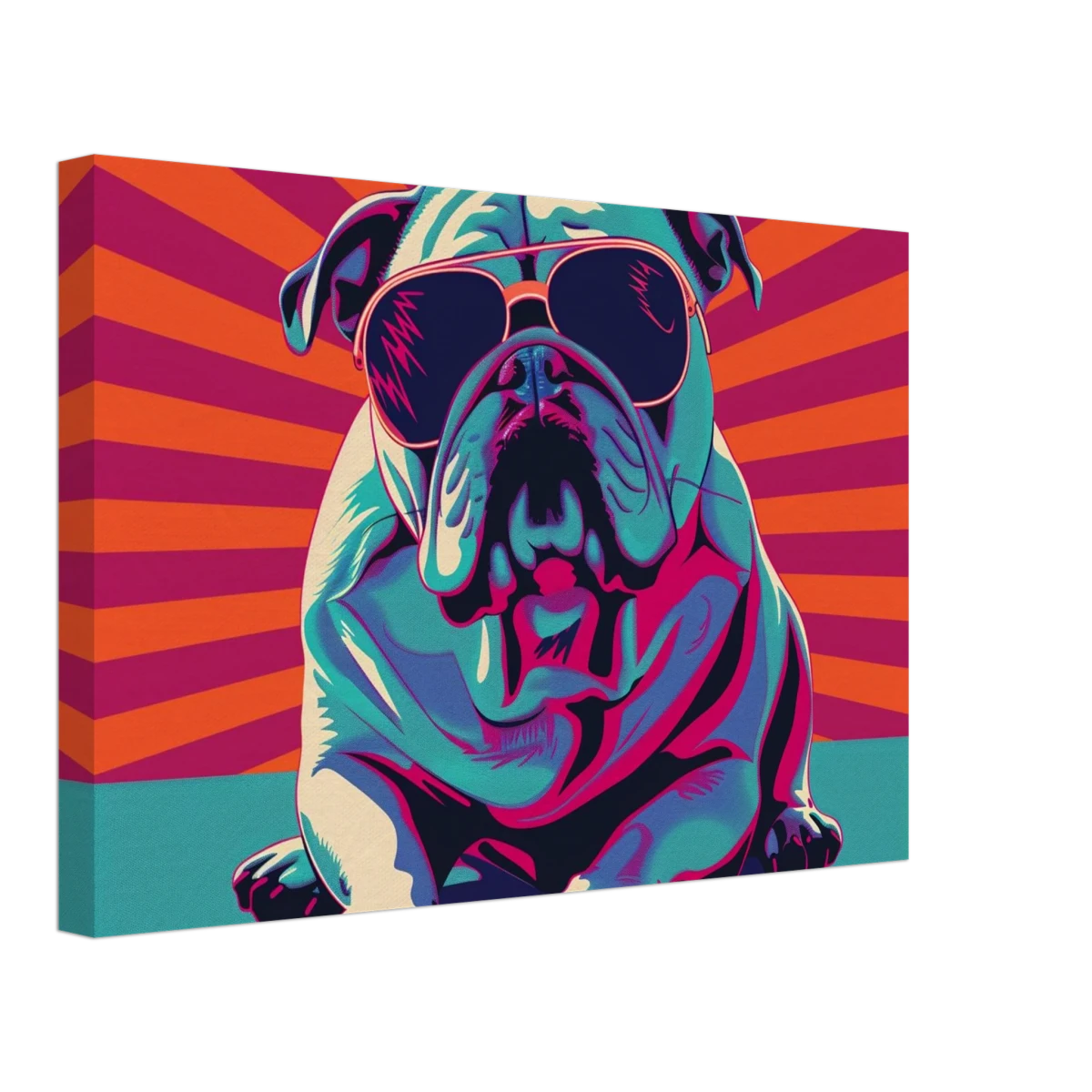 Paws & Pop – Retro Bulldog Swagger Vibes | Wall Art Print - Canvas - 30x45 cm / 12x18″ -