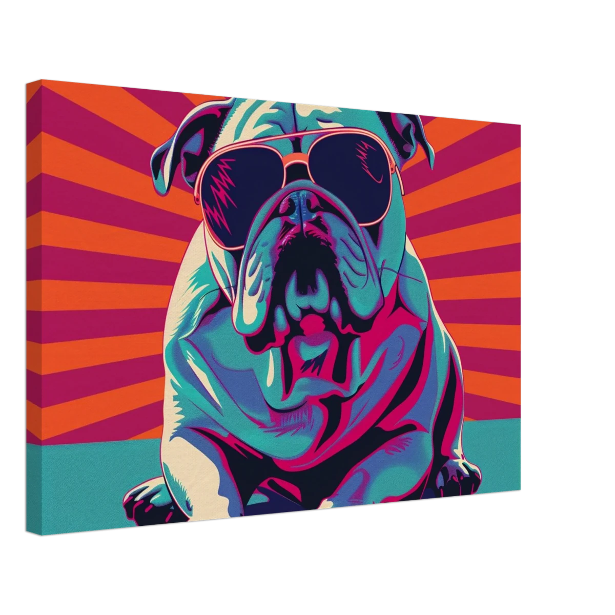 Paws & Pop – Retro Bulldog Swagger Vibes | Wall Art Print - Canvas - 40x60 cm / 16x24″ -