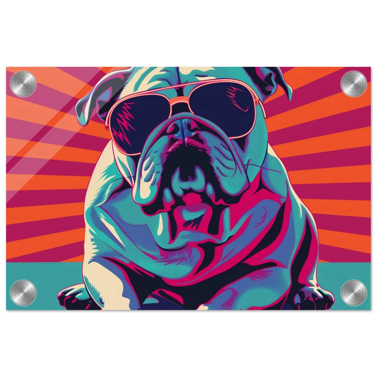 Paws & Pop – Retro Bulldog Swagger Vibes | Wall Art Print - Acrylic Print - 20x30 cm / 8x12″ -
