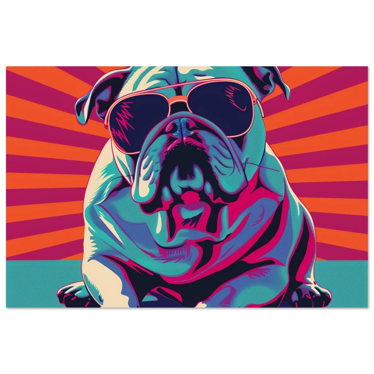 Paws & Pop – Retro Bulldog Swagger Vibes | Wall Art Print - Fine Art Poster - 30x45 cm / 12x18″ -