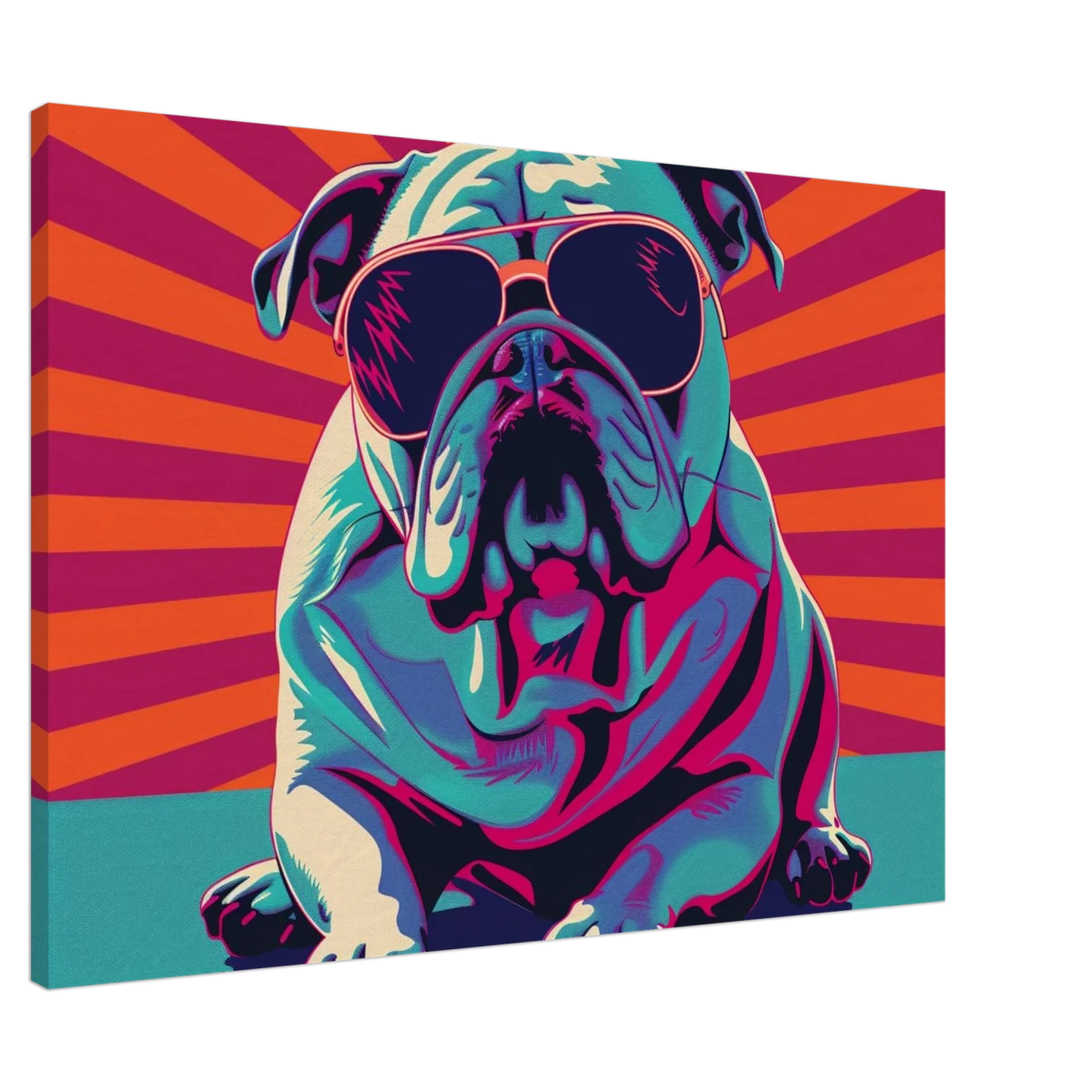 Paws & Pop – Retro Bulldog Swagger Vibes | Wall Art Print - Canvas - 70x100 cm / 28x40″ -