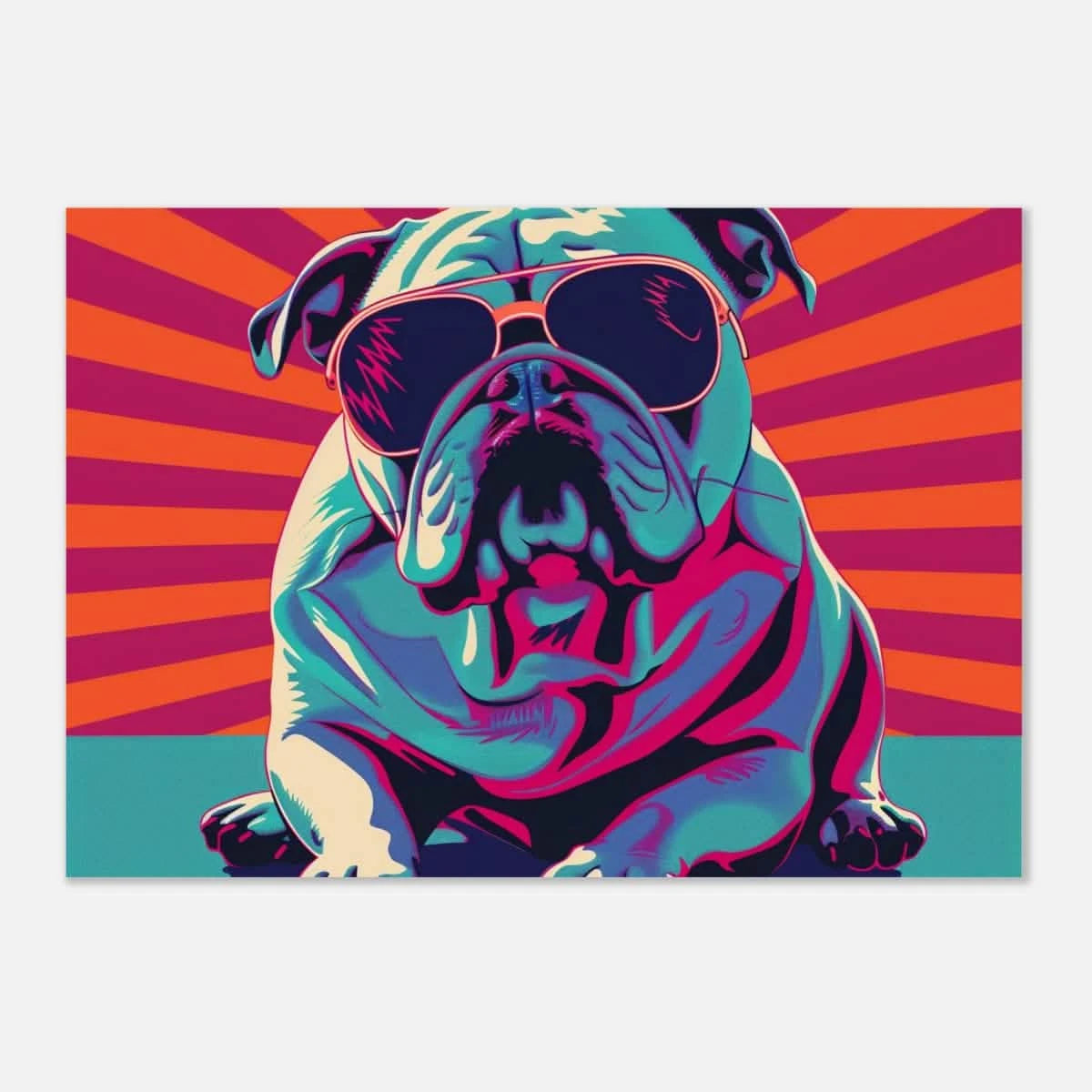 Paws & Pop – Retro Bulldog Swagger Vibes | Wall Art Print - Aluminum Print - 70x100 cm / 28x40″ -