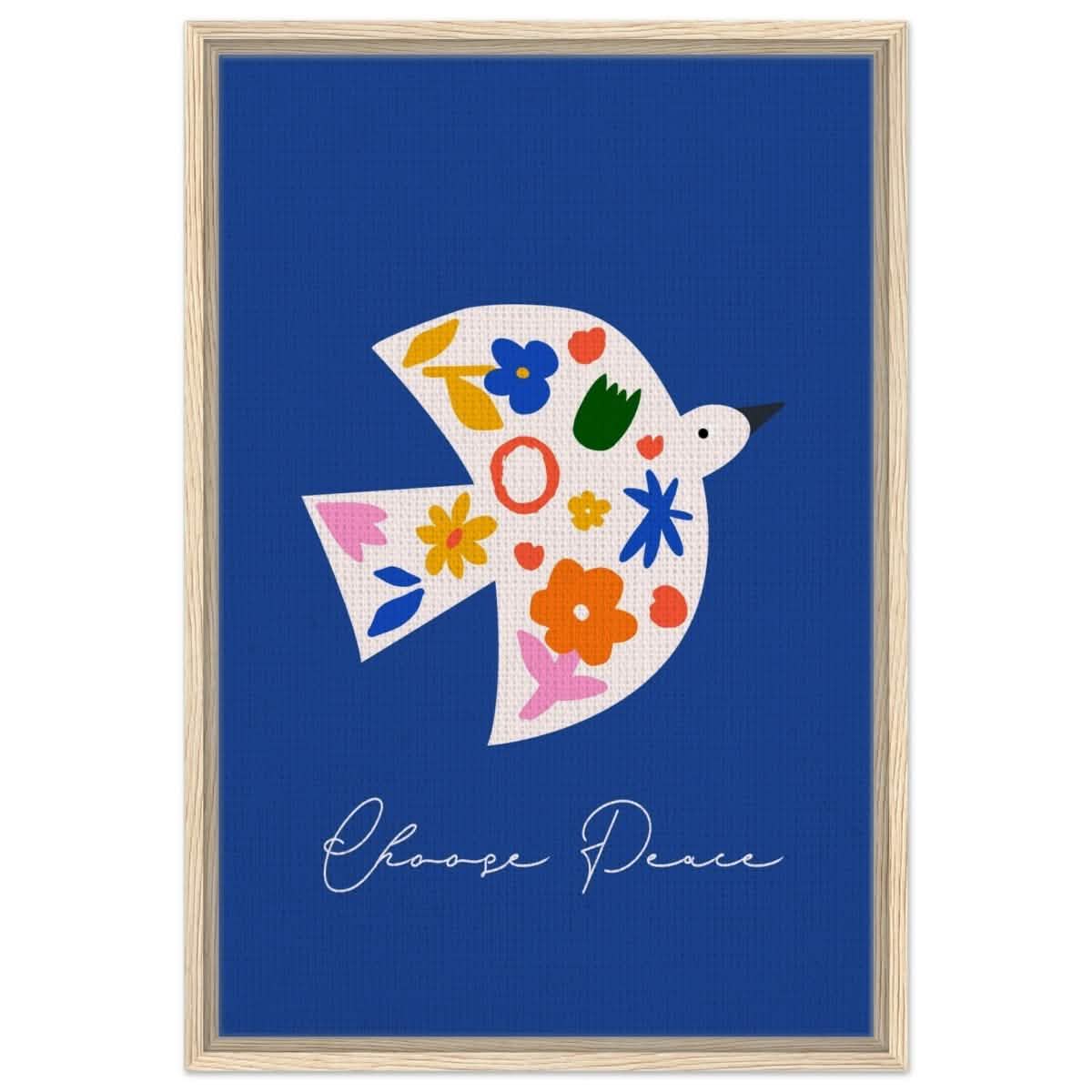 Peaceful Bloom Dove | modern minimalist art print - Framed Canvas - 50x75 cm / 20x30″ - Wood frame