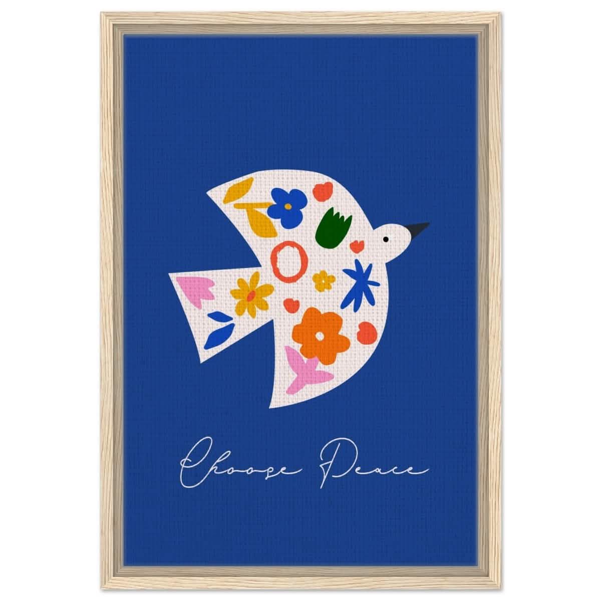 Peaceful Bloom Dove | modern minimalist art print - Framed Canvas - 40x60 cm / 16x24″ - Wood frame