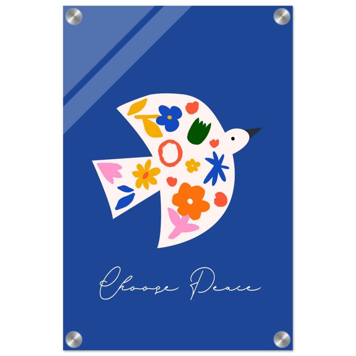 Peaceful Bloom Dove | modern minimalist art print - Acrylic Print - 30x45 cm / 12x18″ -