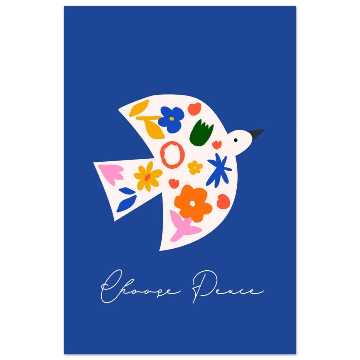 Peaceful Bloom Dove | modern minimalist art print - Aluminum Print - 50x75 cm / 20x30″ -