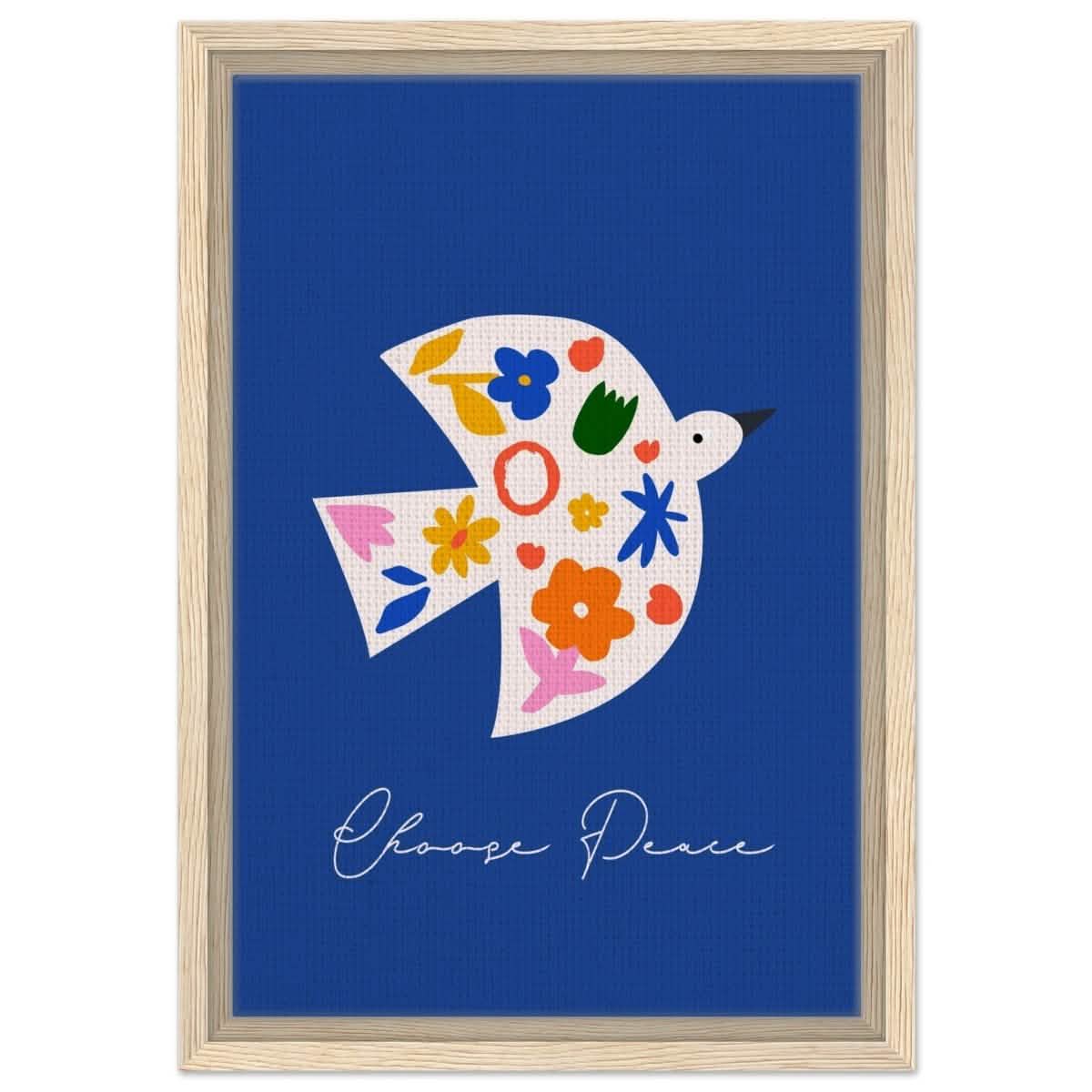 Peaceful Bloom Dove | modern minimalist art print - Framed Canvas - 30x45 cm / 12x18″ - Wood frame