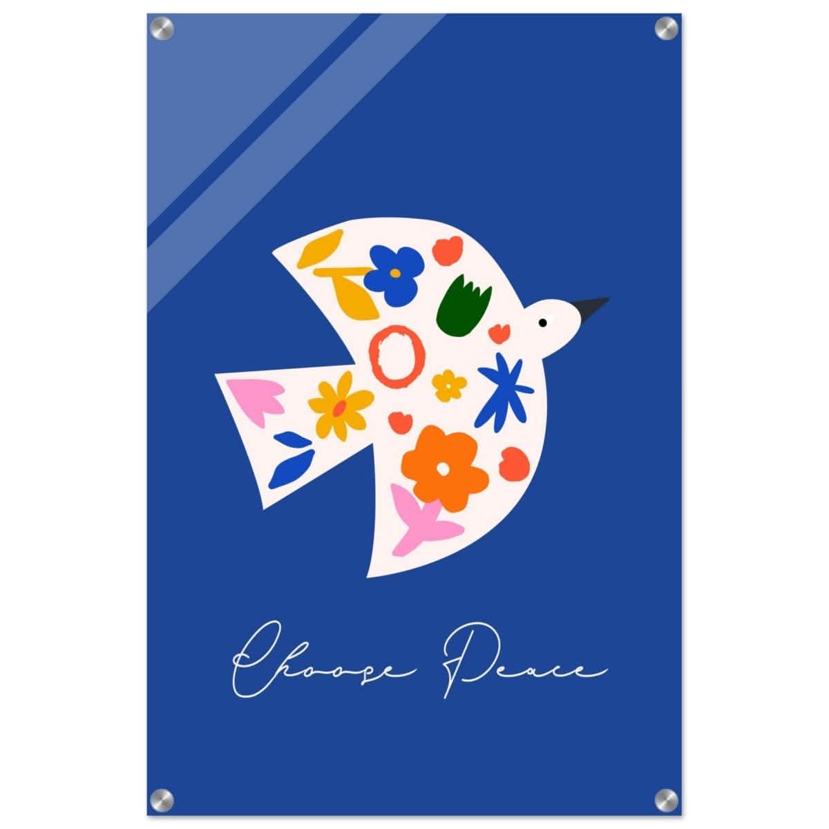 Peaceful Bloom Dove | modern minimalist art print - Acrylic Print - 50x75 cm / 20x30″ -