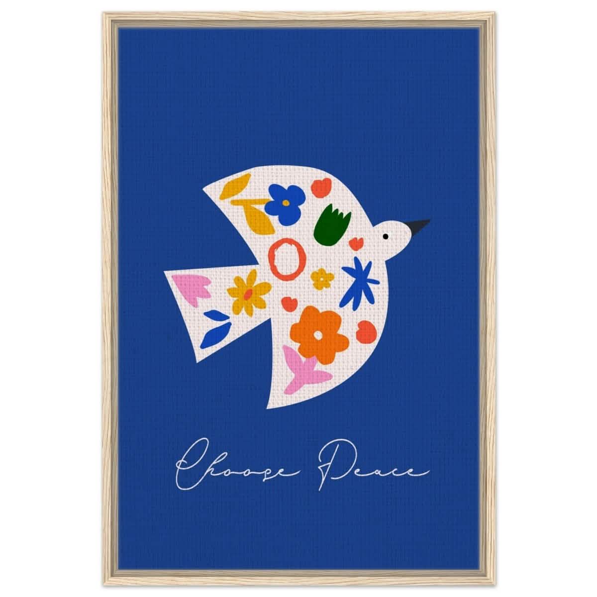 Peaceful Bloom Dove | modern minimalist art print - Framed Canvas - 60x90 cm / 24x36″ - Wood frame