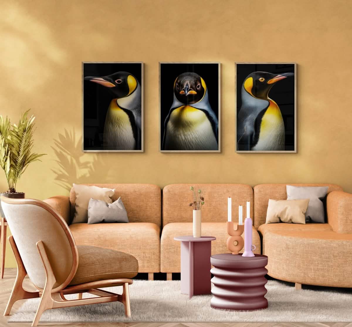 Penguin Perspectives Trio: Figurative Set - Canvas - 30X45 CM / 12X18″ -