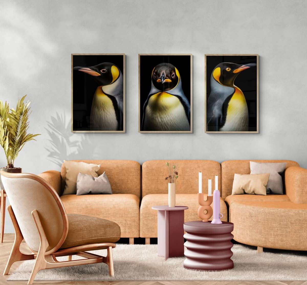 Penguin Perspectives Trio: Figurative Set - Canvas - 30X45 CM / 12X18″ -