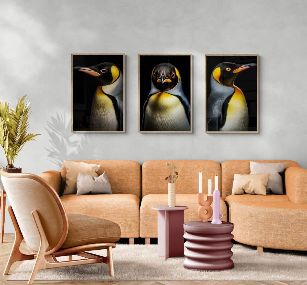 Penguin Perspectives Trio: Figurative Set - Canvas - 30X45 CM / 12X18″ -