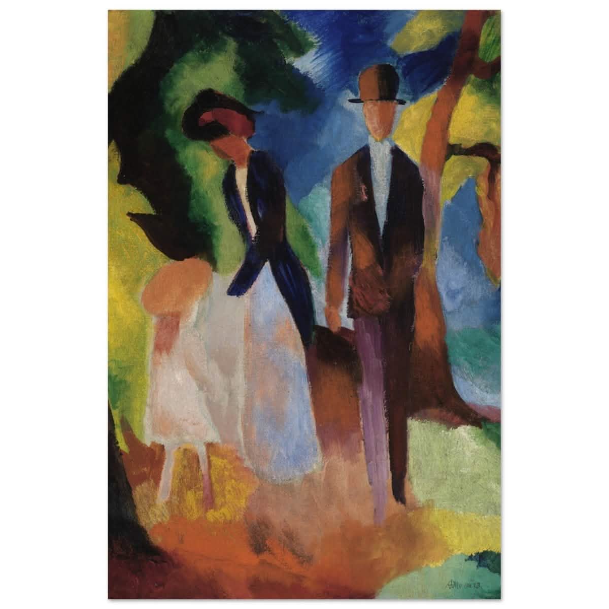 People by a Blue Lake (1913) by August Macke | wall art print - 50x75 cm / 20x30″ - Aluminum Print -