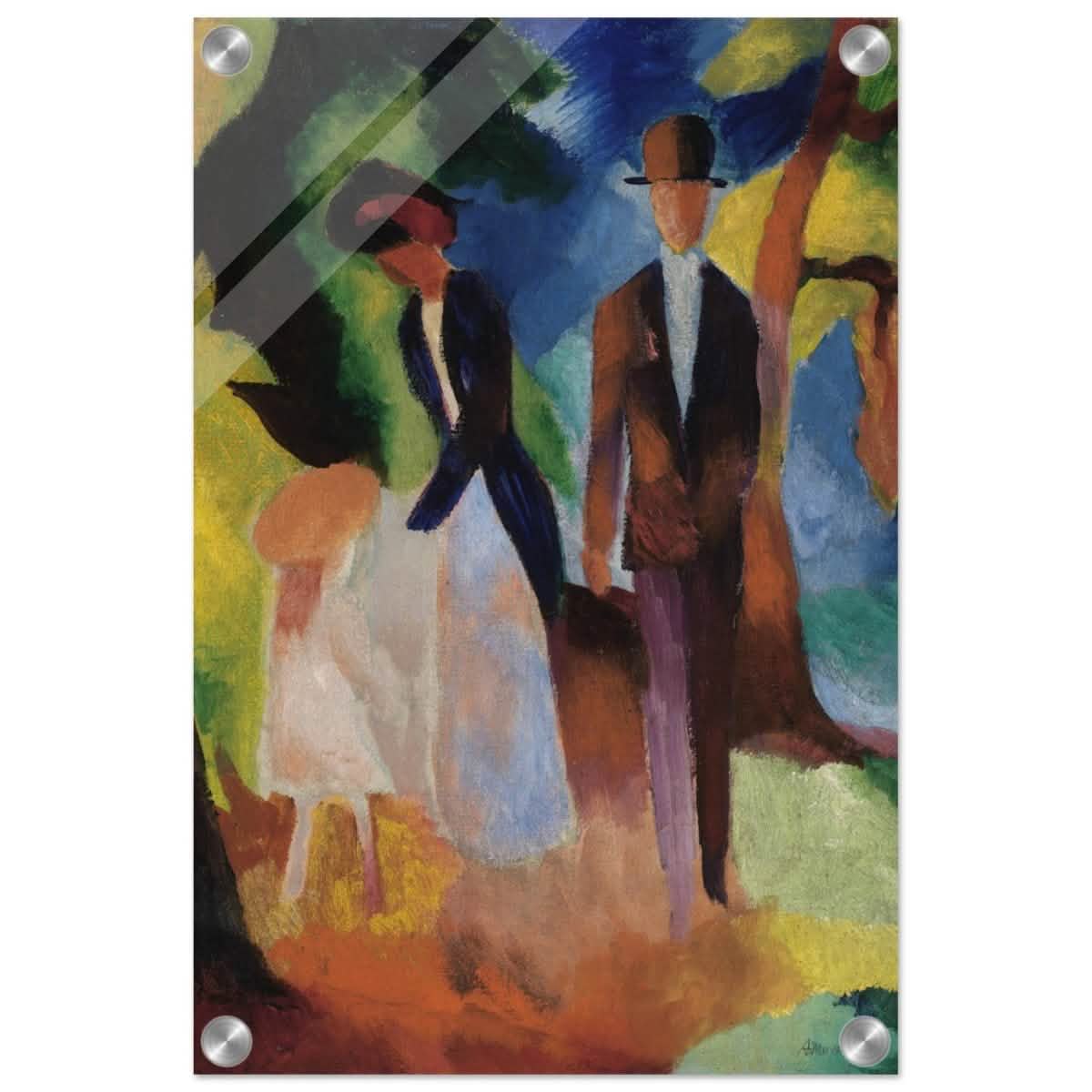 People by a Blue Lake (1913) by August Macke | wall art print - 30x45 cm / 12x18″ - Acrylic Print -