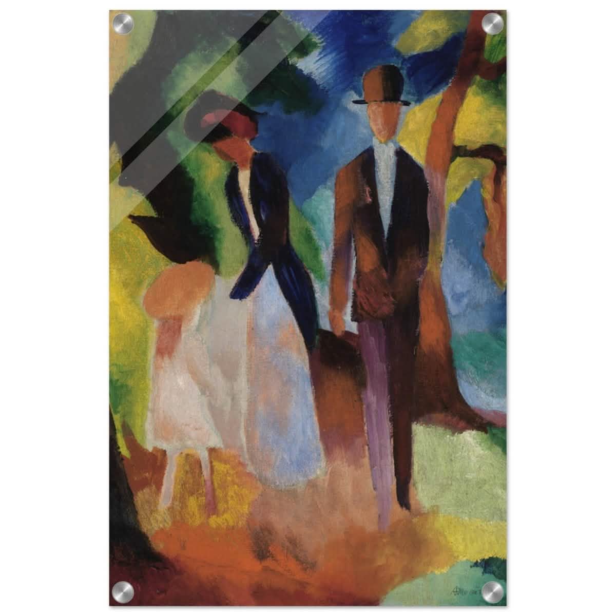 People by a Blue Lake (1913) by August Macke | wall art print - 40x60 cm / 16x24″ - Acrylic Print -
