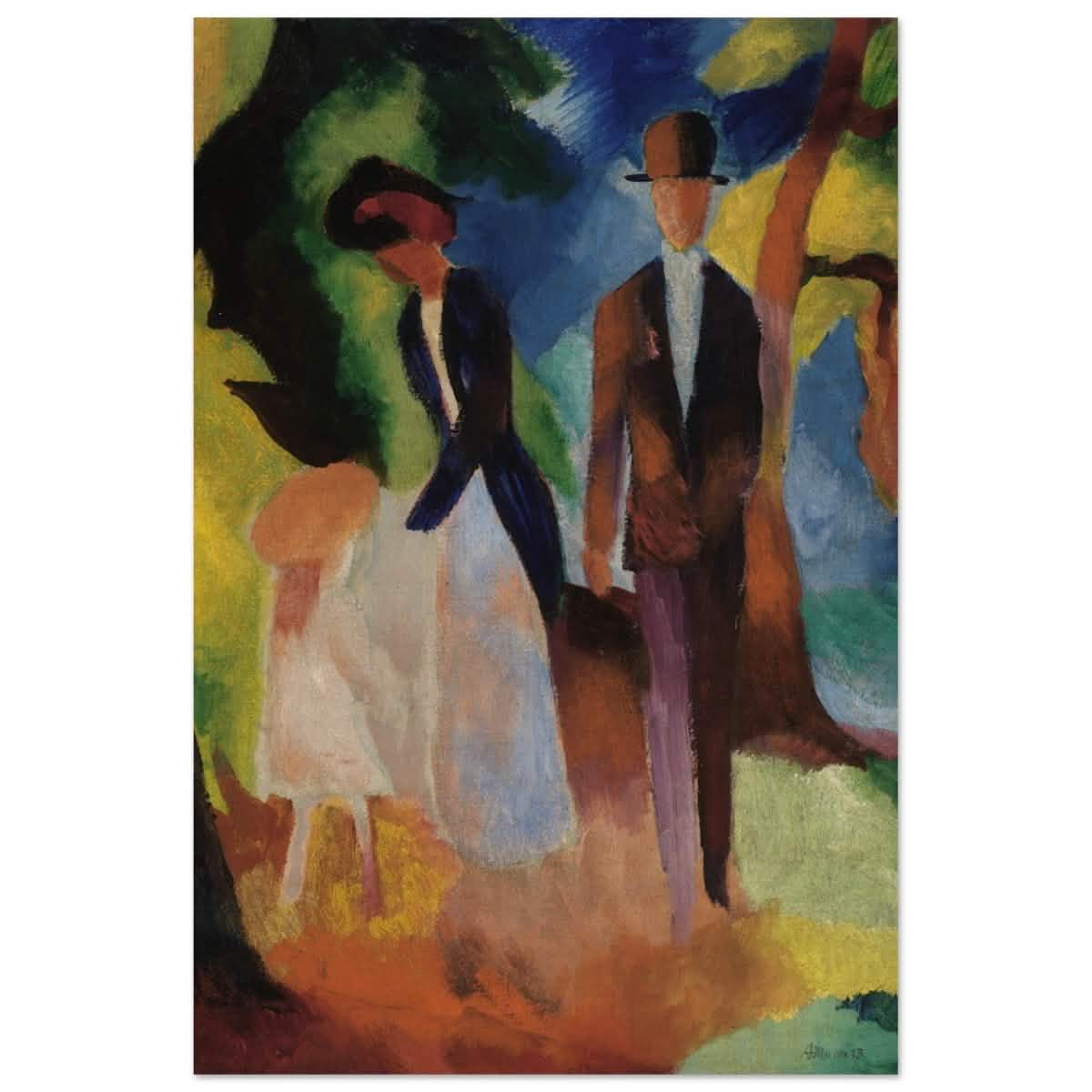 People by a Blue Lake (1913) by August Macke | wall art print - 50x75 cm / 20x30″ - Wood Prints -