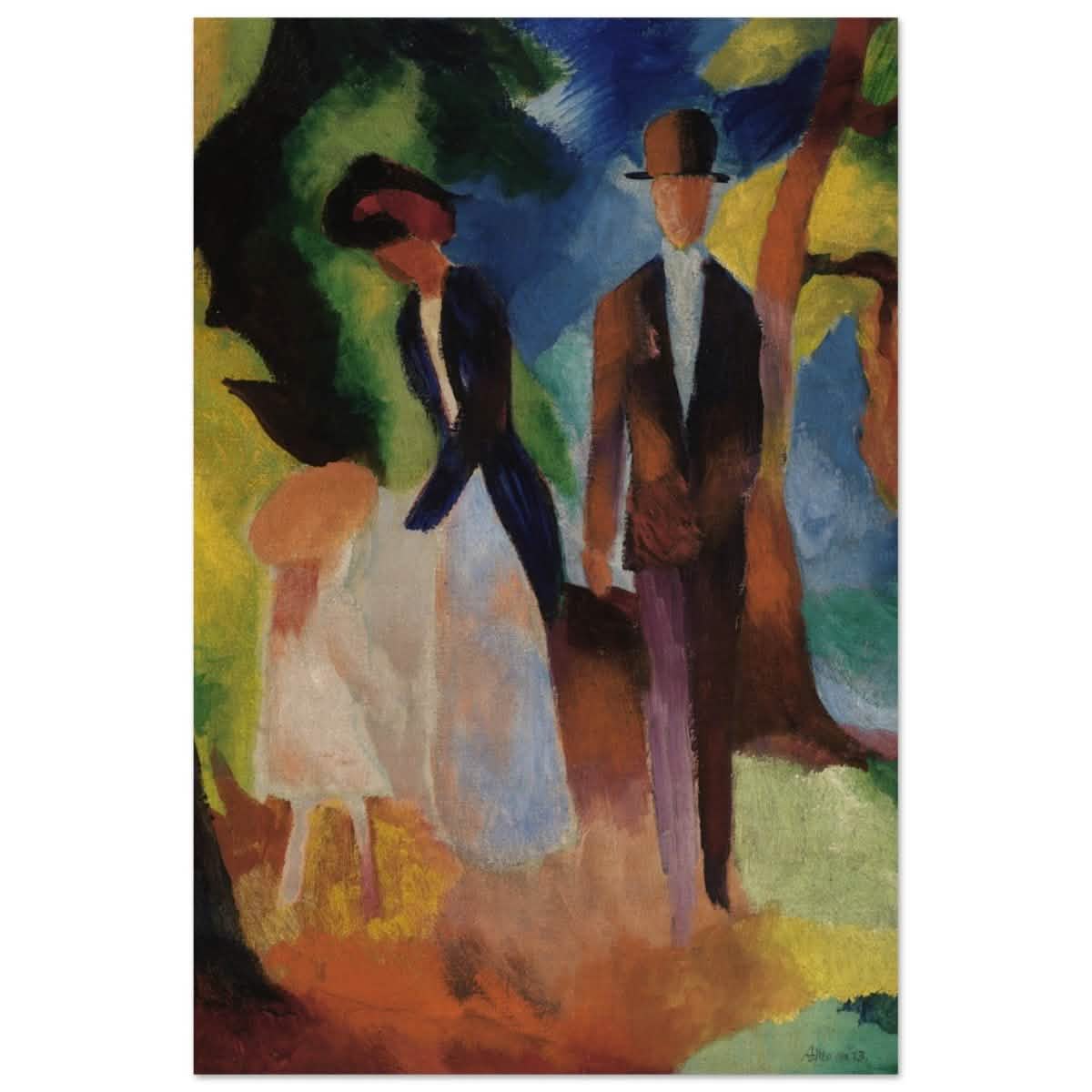 People by a Blue Lake (1913) by August Macke | wall art print - 30x45 cm / 12x18″ - Wood Prints -