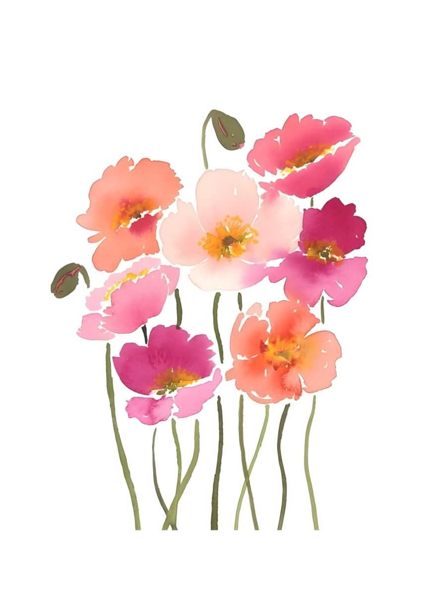 "Petal Reverie" – Soft Bloom Botanical Series | Wall Art Print | 6 Design Options - 20x30 cm / 8x12" - Design Option 5 - Canvas