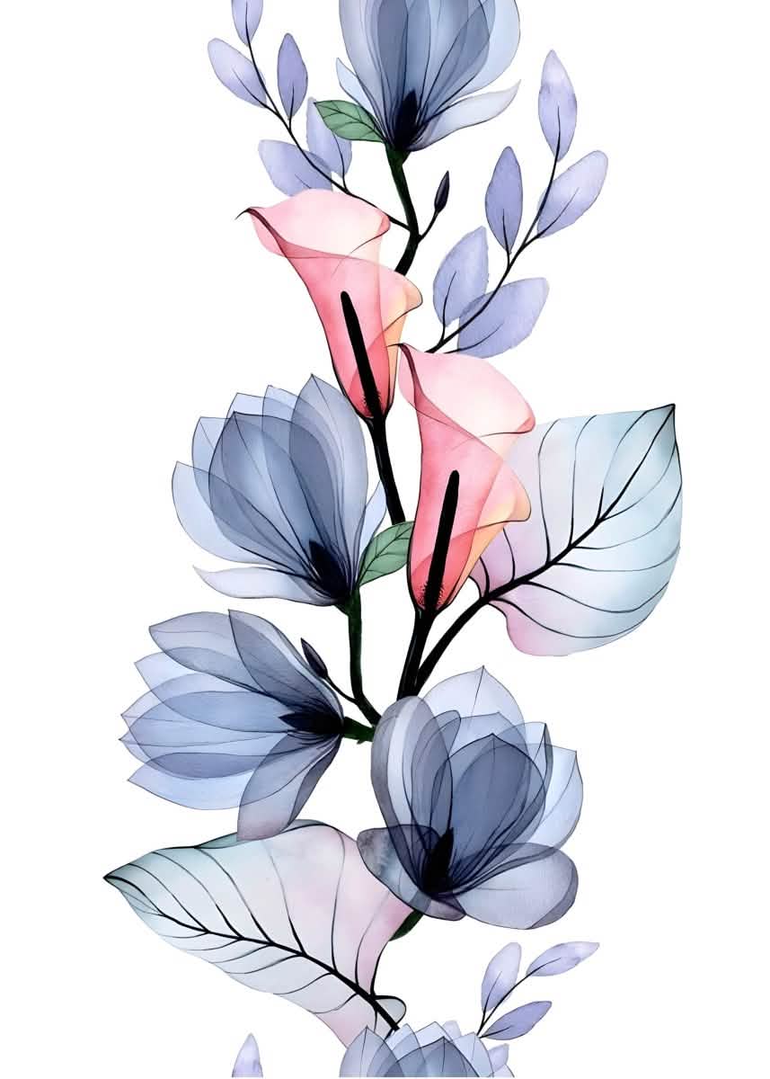 "Petal Reverie" – Soft Bloom Botanical Series | Wall Art Print | 6 Design Options - 20x30 cm / 8x12" - Design Option 3 - Canvas