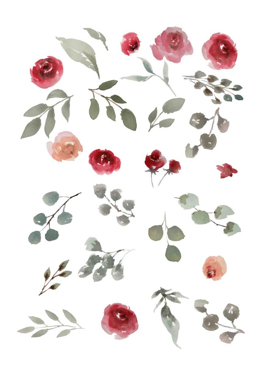 "Petal Reverie" |V02|– Soft Bloom Botanical Series | Wall Art Print | 6 Design Options - 20x30 cm / 8x12" - Design Option 5 - Canvas