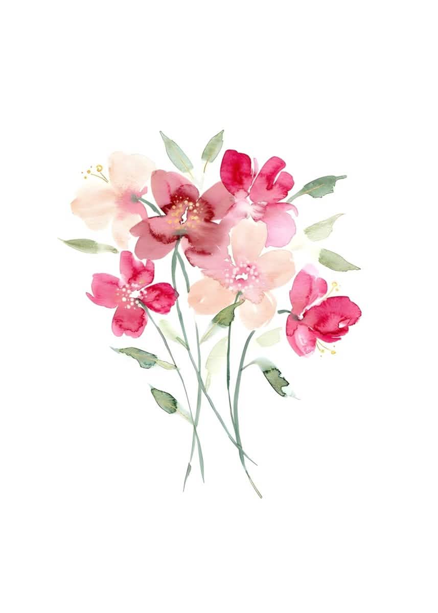 "Petal Reverie" |V02|– Soft Bloom Botanical Series | Wall Art Print | 6 Design Options - 20x30 cm / 8x12" - Design Option 6 - Canvas