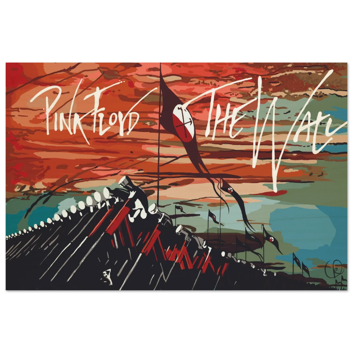 Pink Floyd – Breaking the Wall | A Tribute to Psychedelic Rock & Surrealism - 50x75 cm / 20x30″ - Wood Prints -