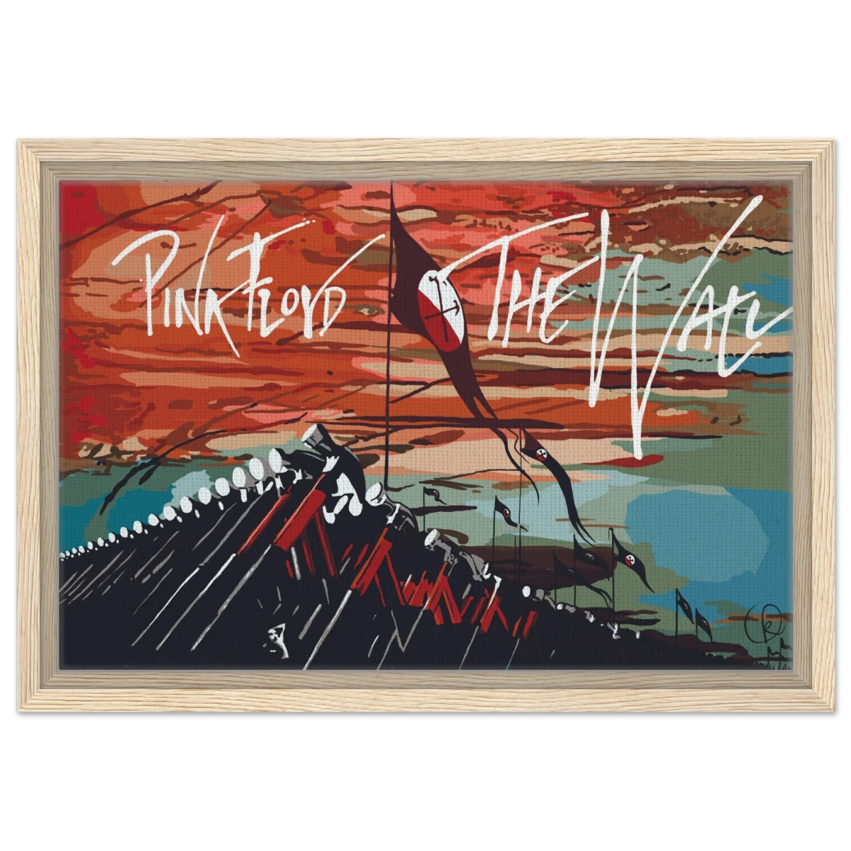 Pink Floyd – Breaking the Wall | A Tribute to Psychedelic Rock & Surrealism - 30x45 cm / 12x18″ - Framed Canvas - Wood frame