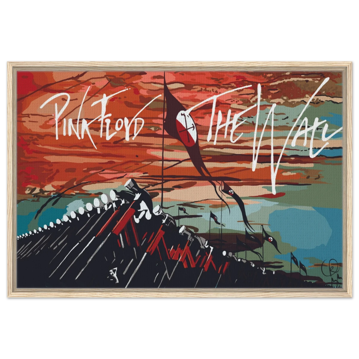 Pink Floyd – Breaking the Wall | A Tribute to Psychedelic Rock & Surrealism - 60x90 cm / 24x36″ - Framed Canvas - Wood frame