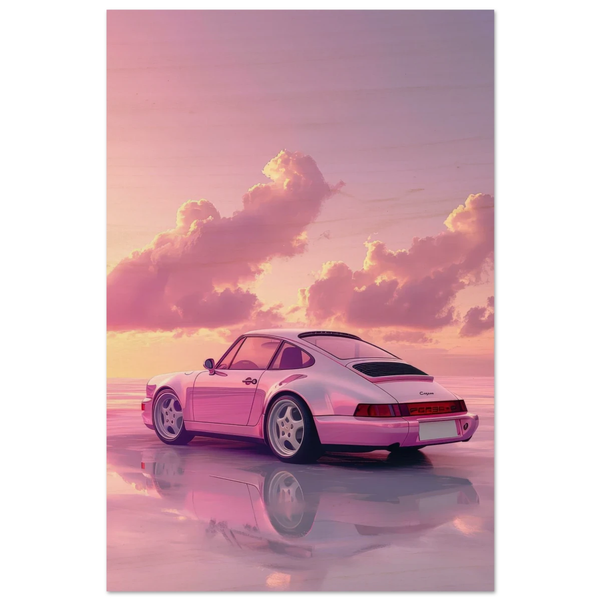 Pink Sunset Dream | Porsche Canvas & Fine Art wall art Print - Wood Prints - 40x60 cm / 16x24″ -